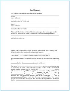 Free Land Contract Forms Indiana