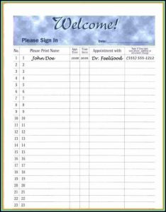 Free Medical Office Sign In Sheet Template