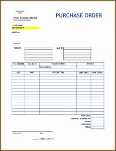 Free Purchase Order Form Template Word