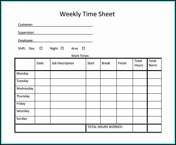 Free Templates For Timesheets