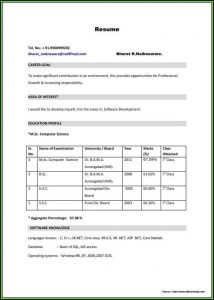 Gnm Nursing Resume Format Free Download