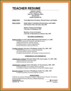 How To Make Resume For Job Of Teacher