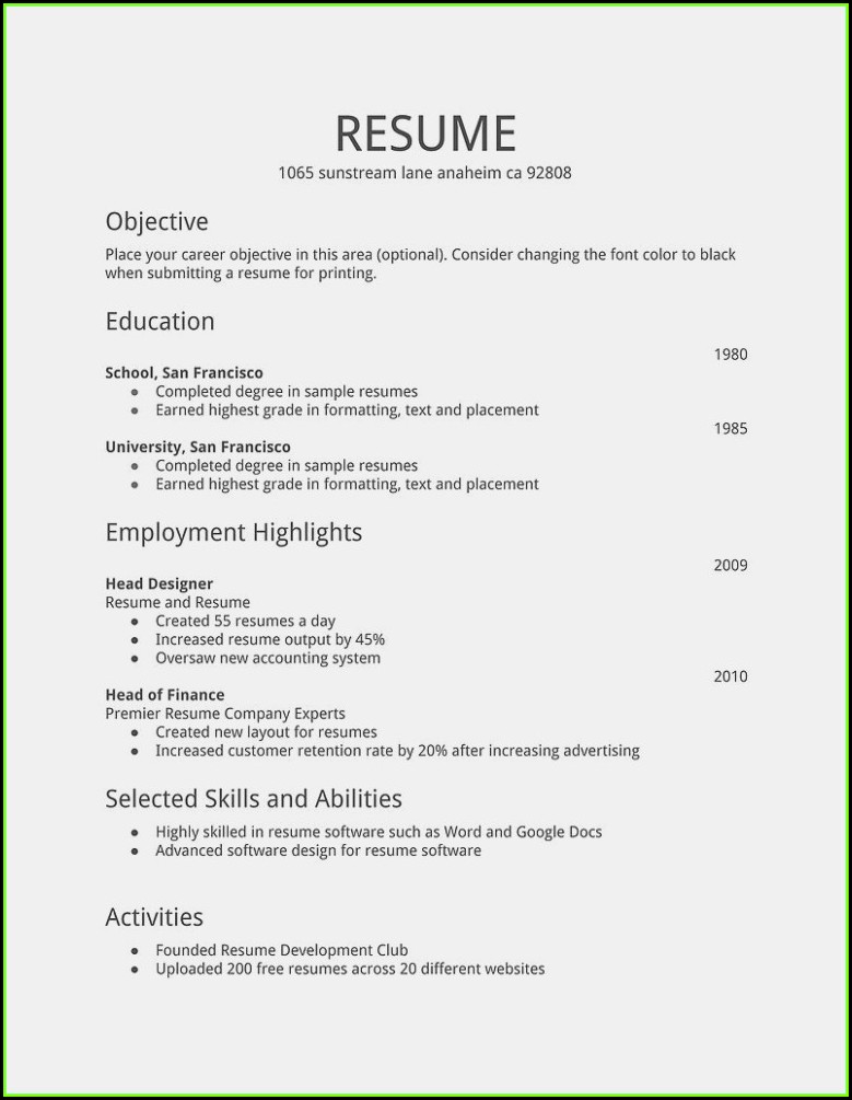 How To Make The Resume For Job