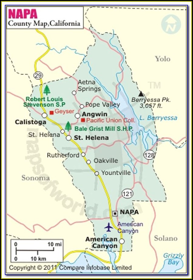 Map California San Francisco Napa Valley