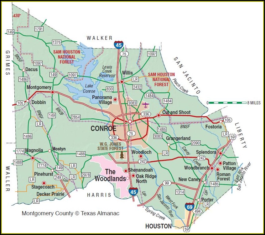 Map Of Montgomery County Texas