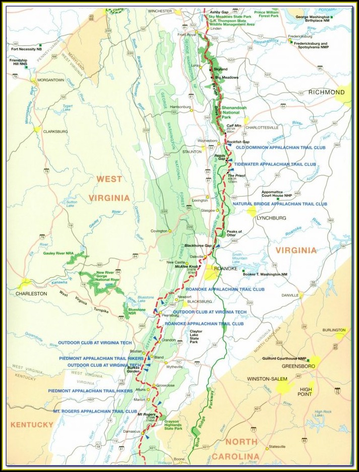 Maps Of The Appalachian Trail In Virginia