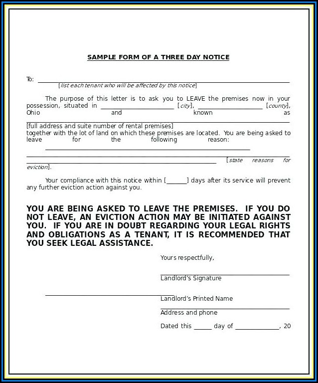 Florida 3 Day Eviction Notice Form Pdf