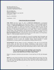 Florida Enhanced Life Estate Deed Template