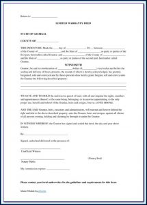 Florida Limited Warranty Deed Form