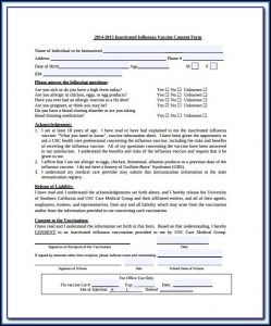 Flu Shot Consent Form Template