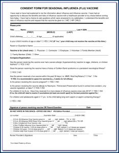 Flu Vaccine Consent Form Template 2018