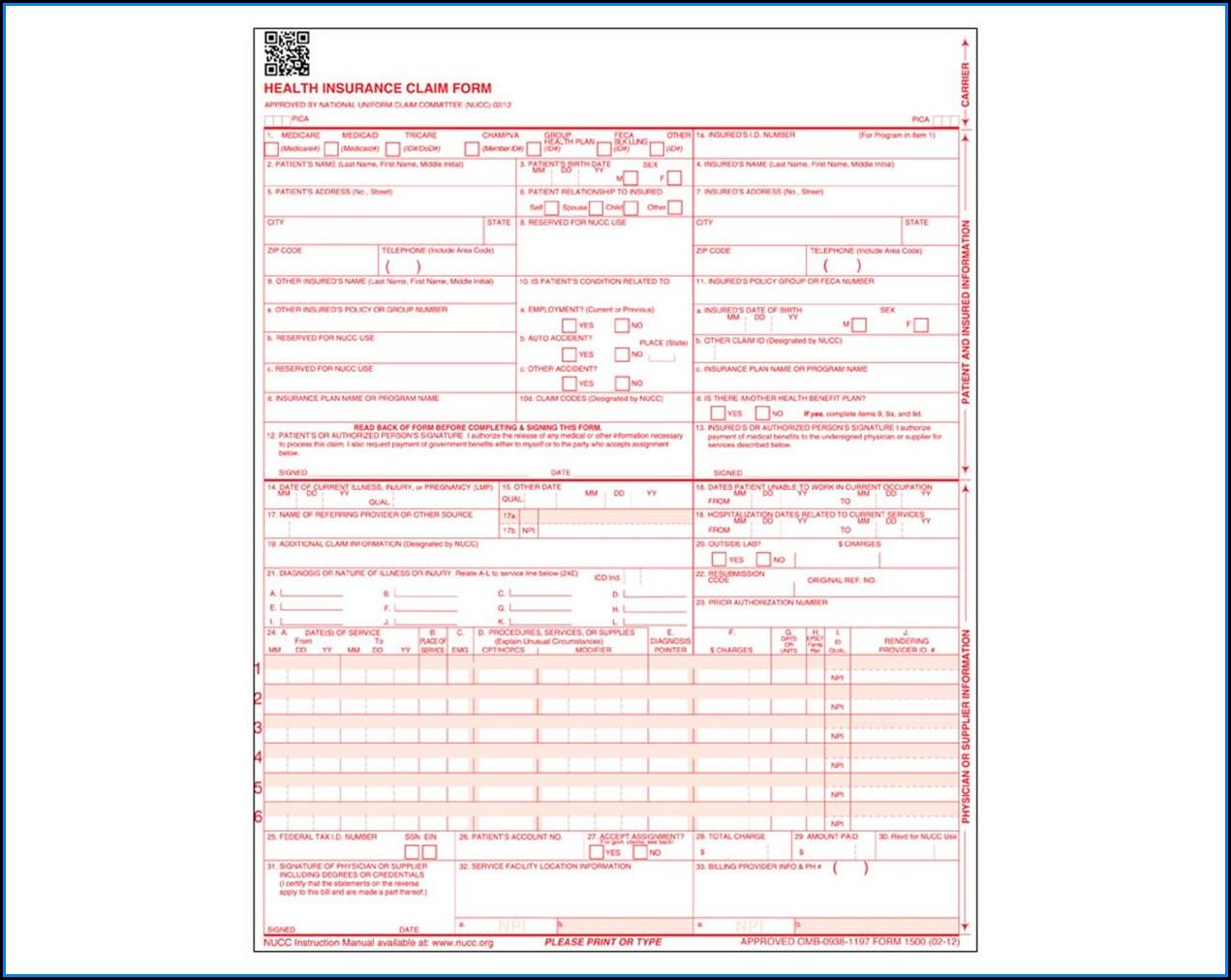 Form Cms 1500 Fillable