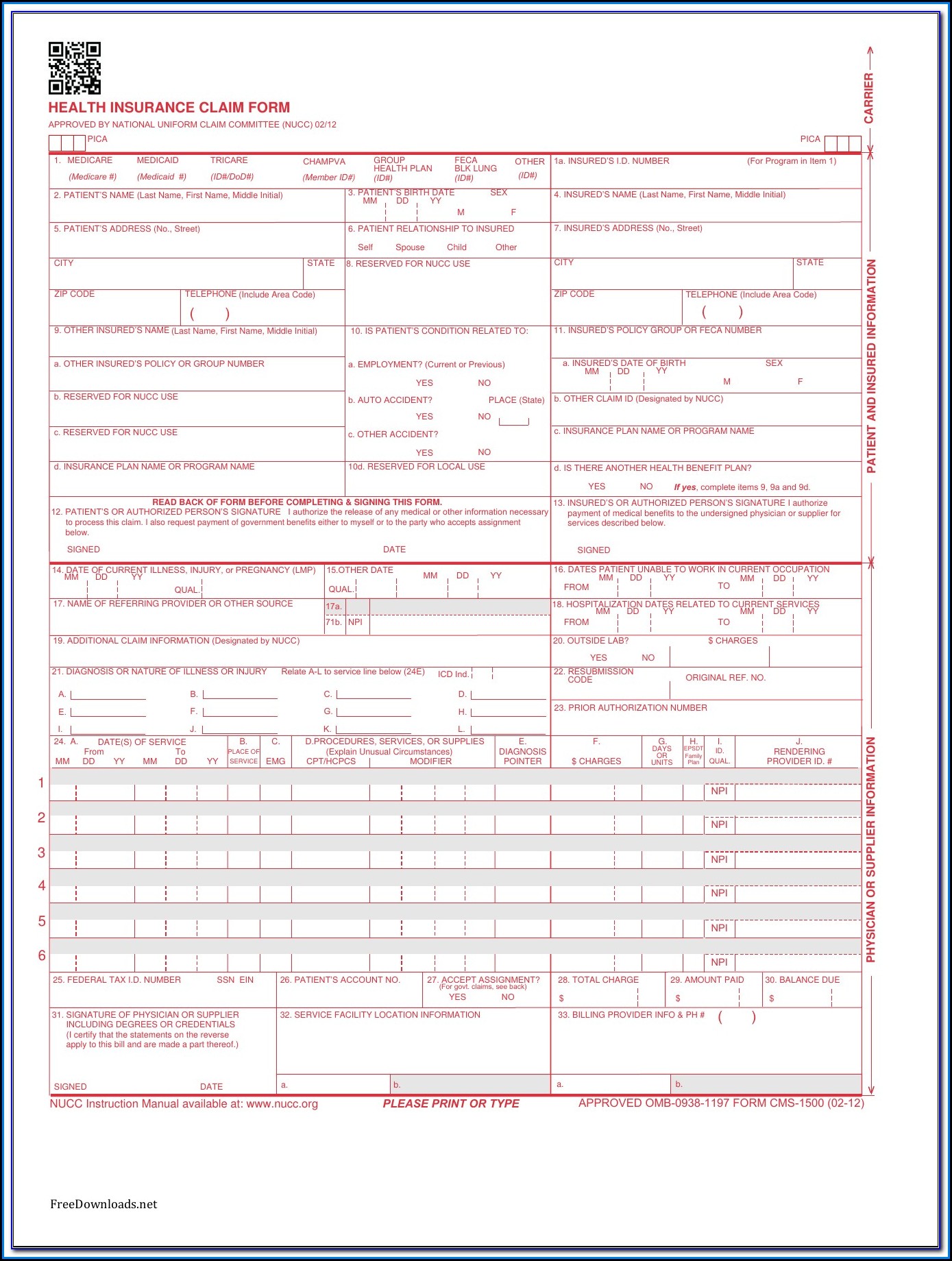 Form Cms 1500 Free Download