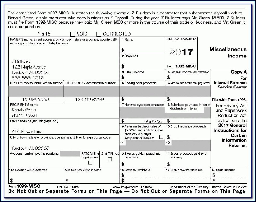 Free 1099 Misc Form 2017 Fillable