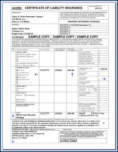 Free Acord Certificate Of Liability Insurance Form