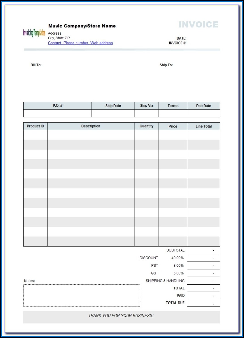 Free Blank Invoice Form Word