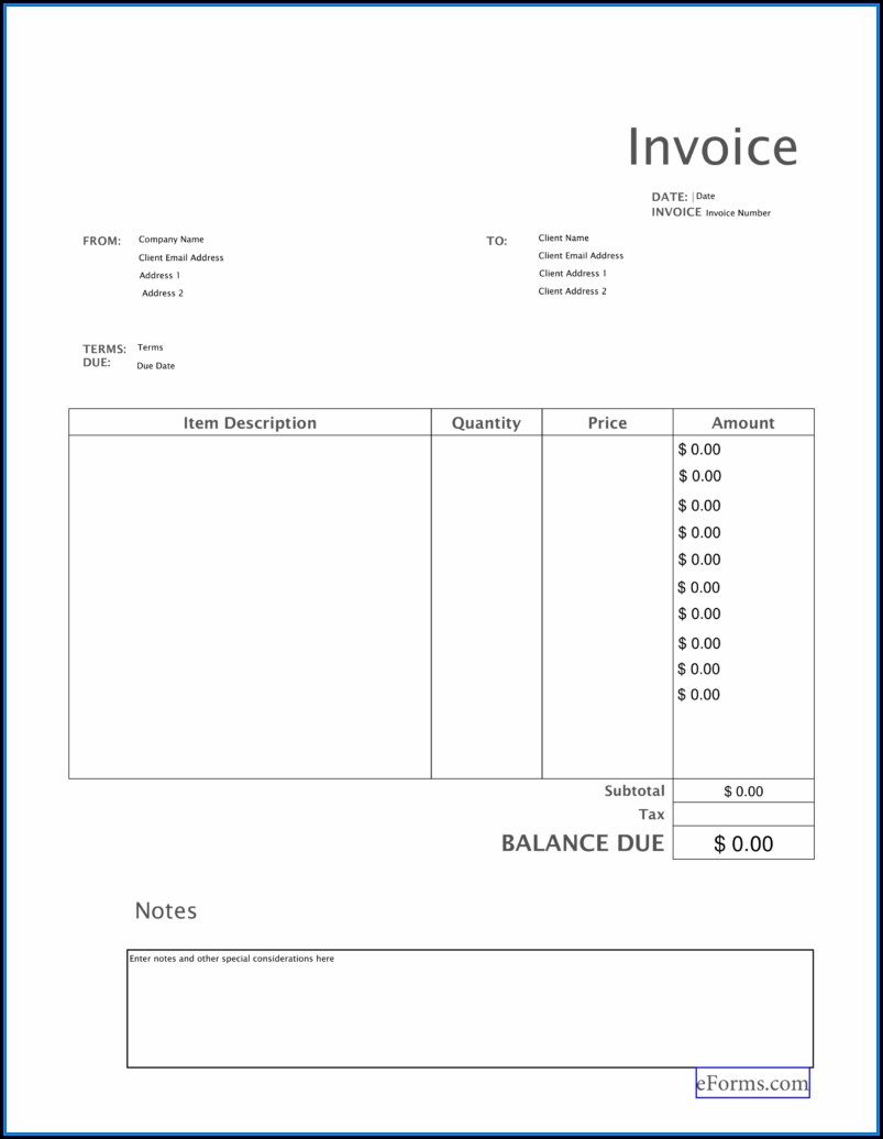 Free Blank Invoice Forms