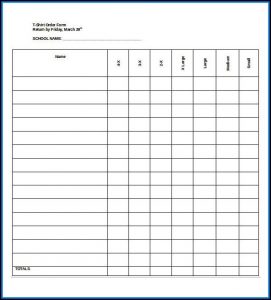 Free Blank T Shirt Order Forms