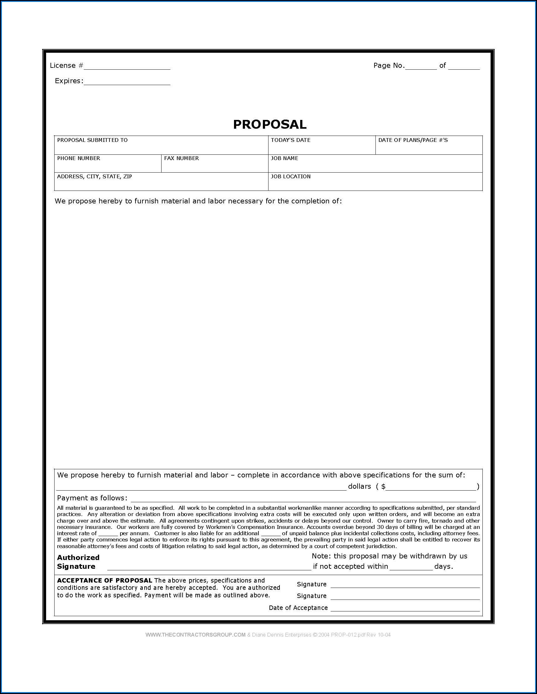 Free Contractor Bid Proposal Forms
