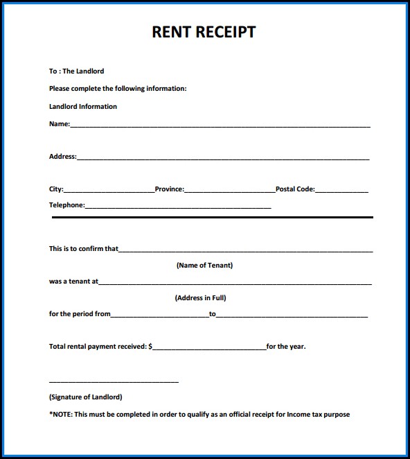 Free Download Rent Receipt Format