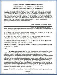 Free Durable Power Of Attorney Form Florida Pdf