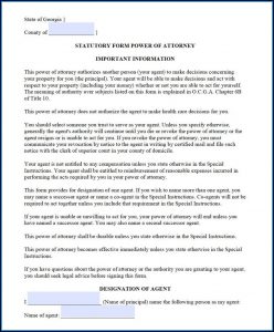 Free Durable Power Of Attorney Form Georgia