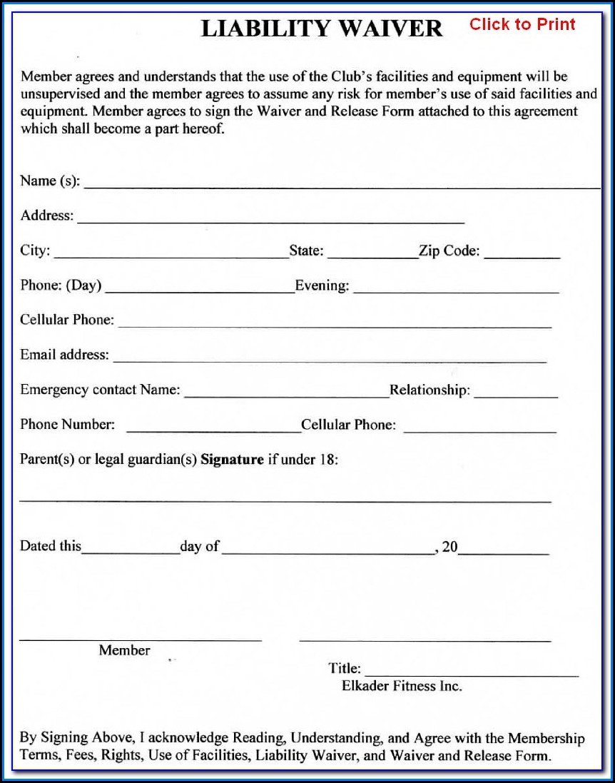 Free Liability Release Form Printable