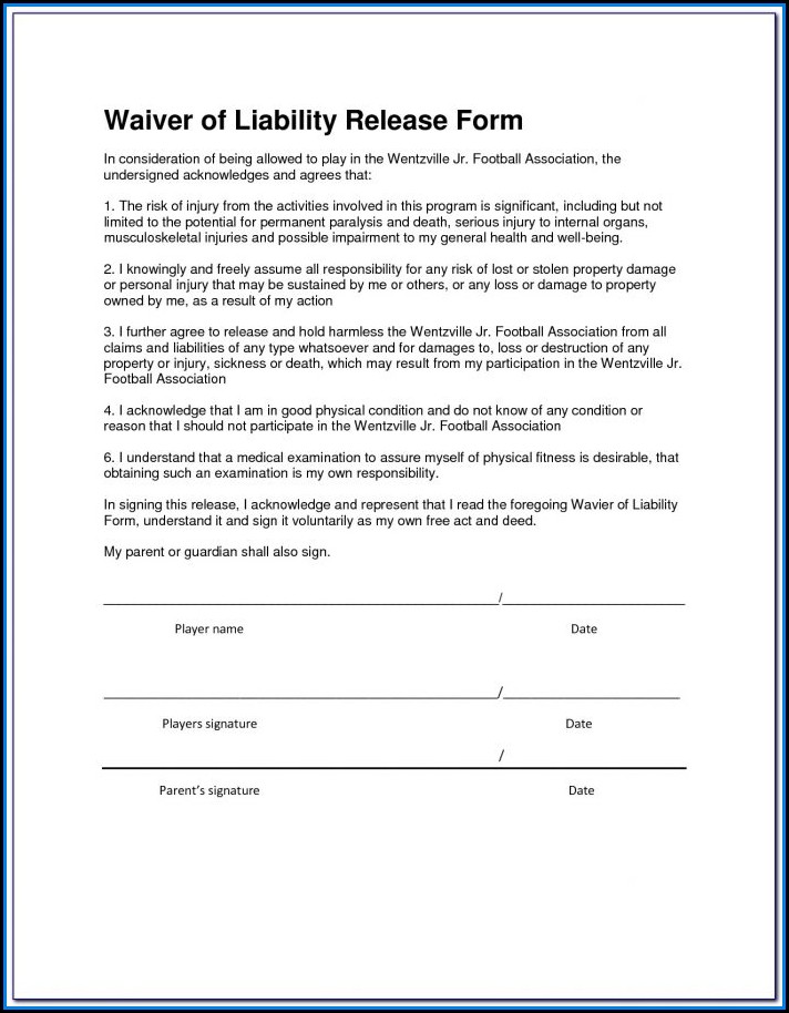 Free Liability Release Forms Pdf