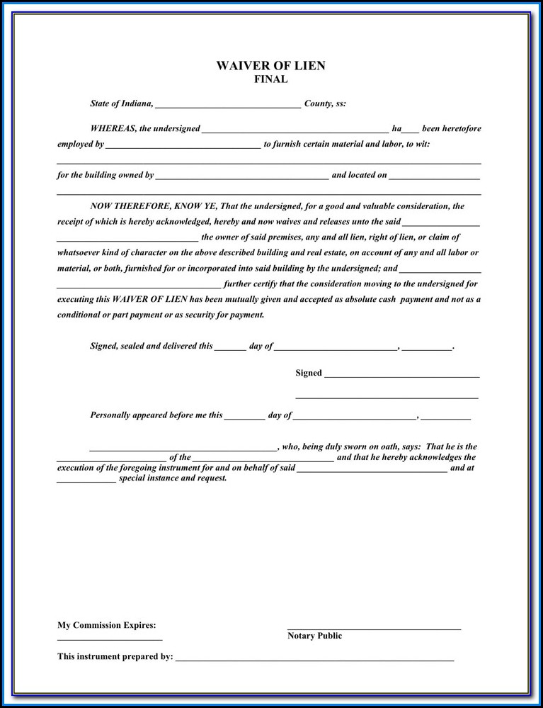 Free Lien Waiver Form Georgia