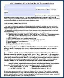 Free Medical Power Of Attorney Form Indiana