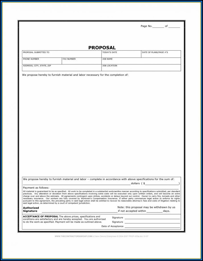 Free Online Construction Proposal Forms
