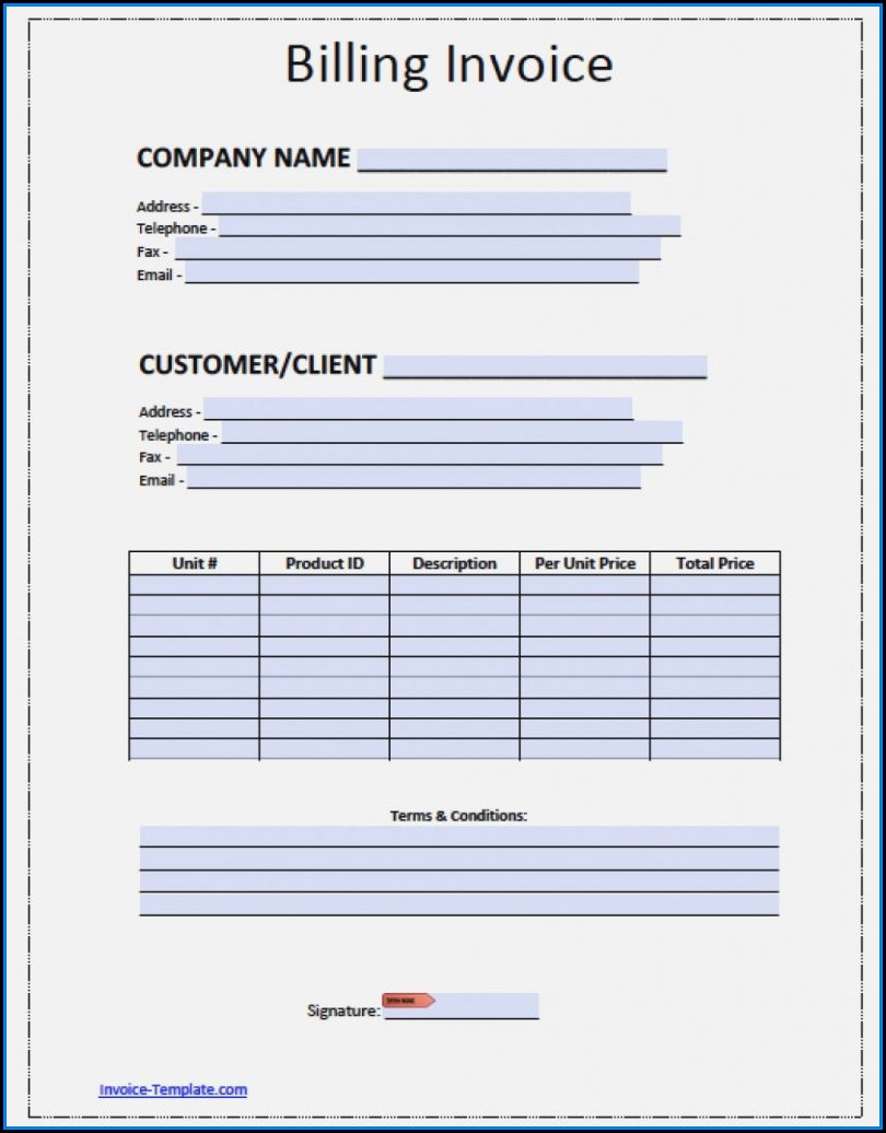 Free Online Printable Invoice Forms