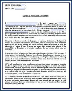 Free Power Of Attorney Form Ga