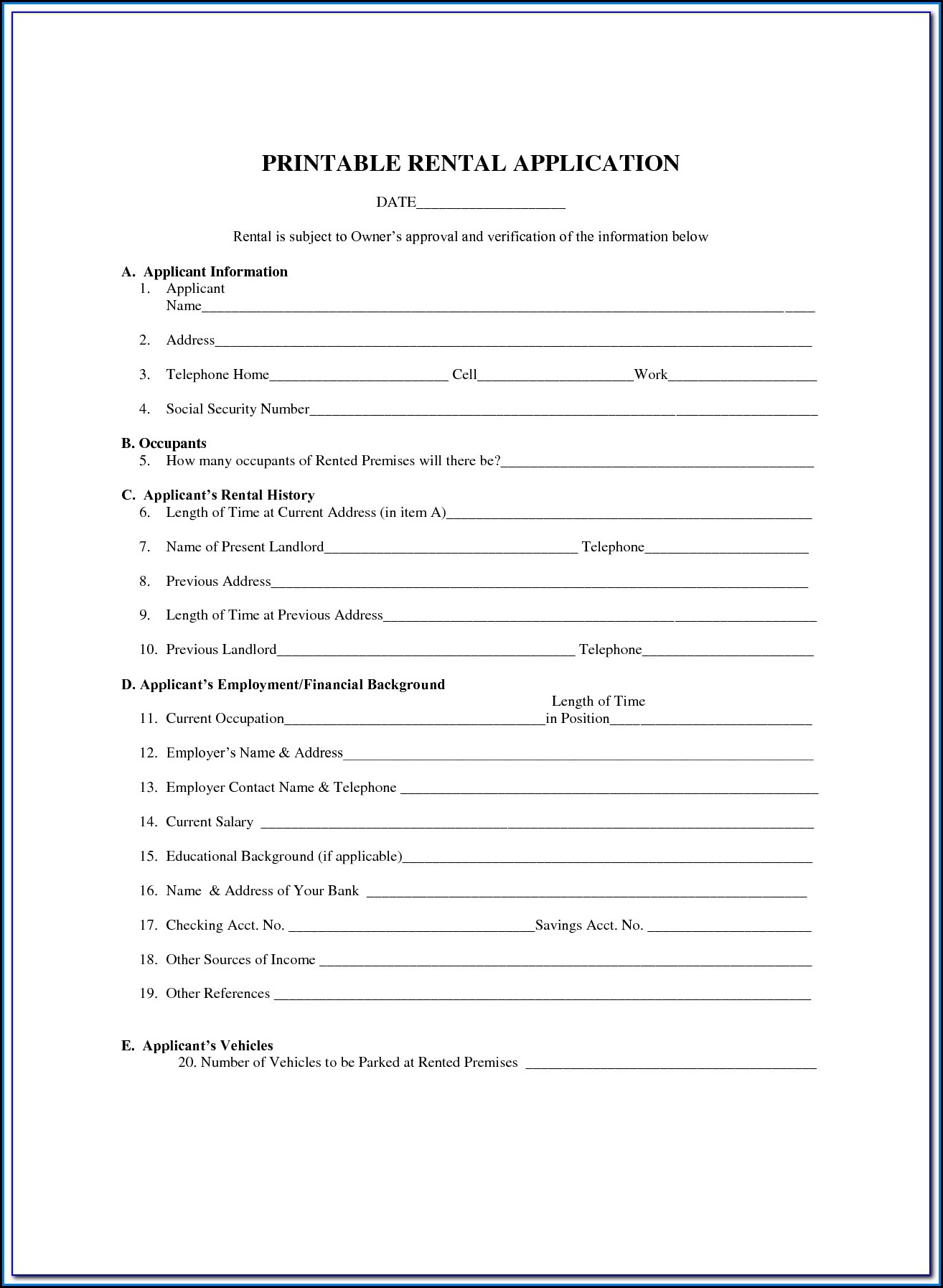 Free Printable 6 Month Lease Agreement Form