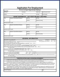 Free Printable Blank Employment Application Form