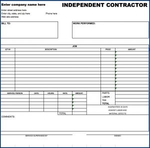 Free Printable Contractor Invoice Forms