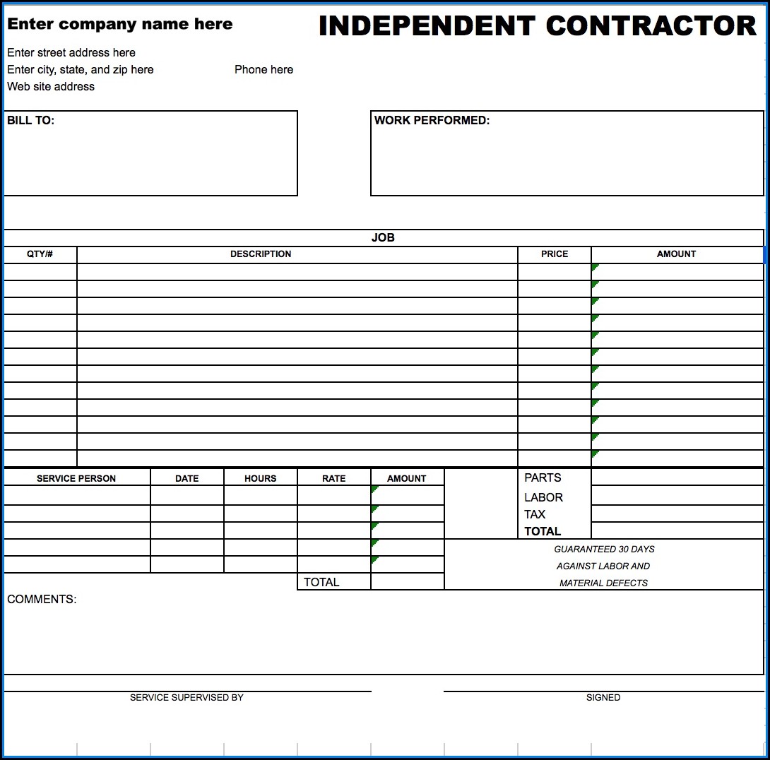 Free Printable Contractor Invoice Forms