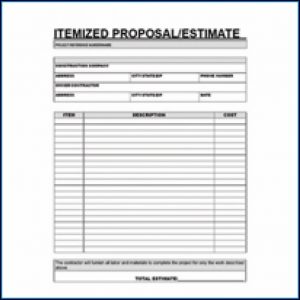Free Printable Contractor Proposal Forms