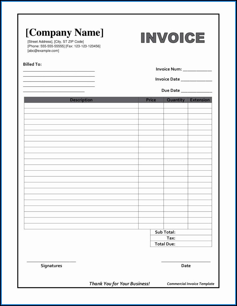 Free Printable Job Invoice Forms