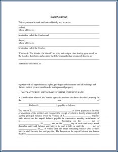 Free Printable Land Contract Forms Indiana