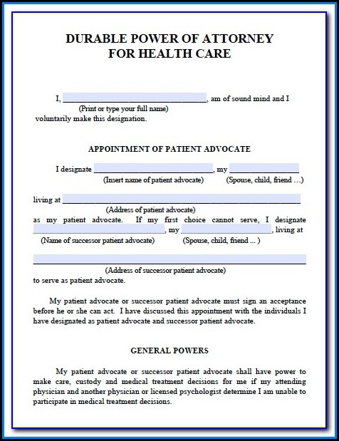 Free Printable Medical Power Of Attorney Form Alabama