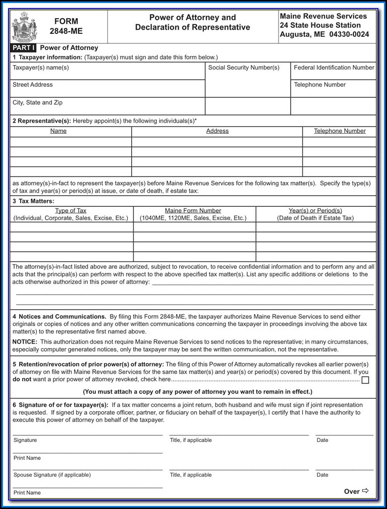 Free Printable Power Of Attorney Form For Maine