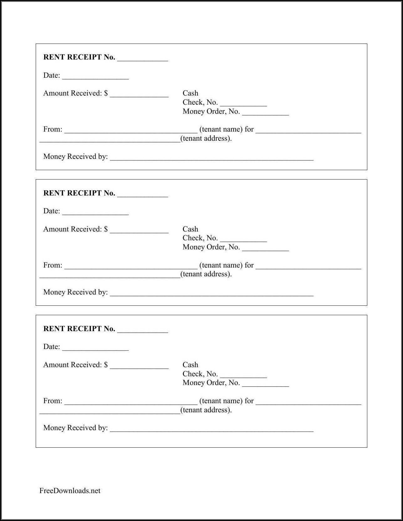 Free Rent Receipt Form Download