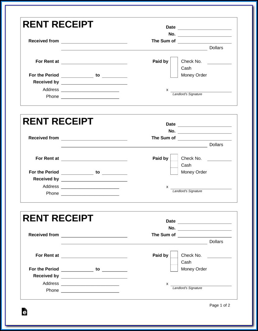 Free Rent Receipt Form