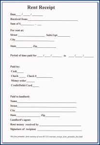 Free Rent Receipt Format India