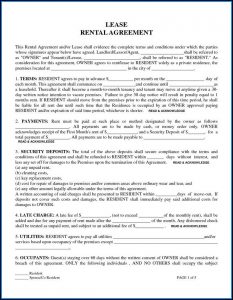 Free Rental Lease Agreement Forms Printable