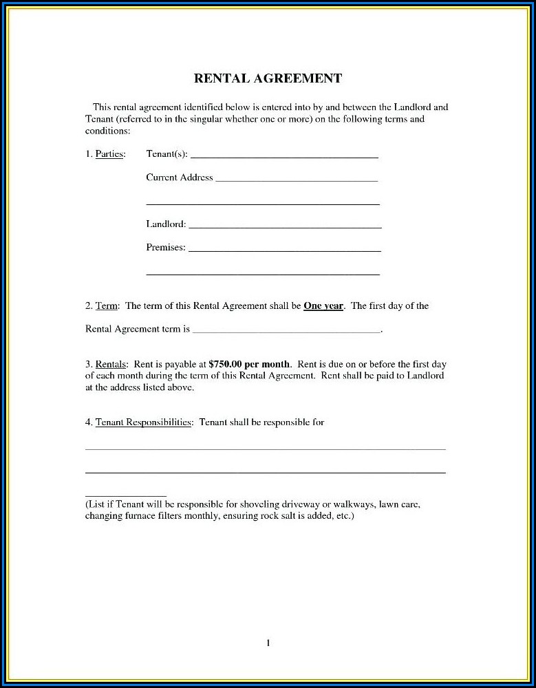Free Simple Rental Agreement Forms To Print