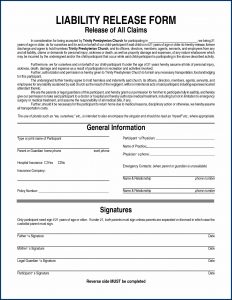 General Liability Waiver Form Pdf