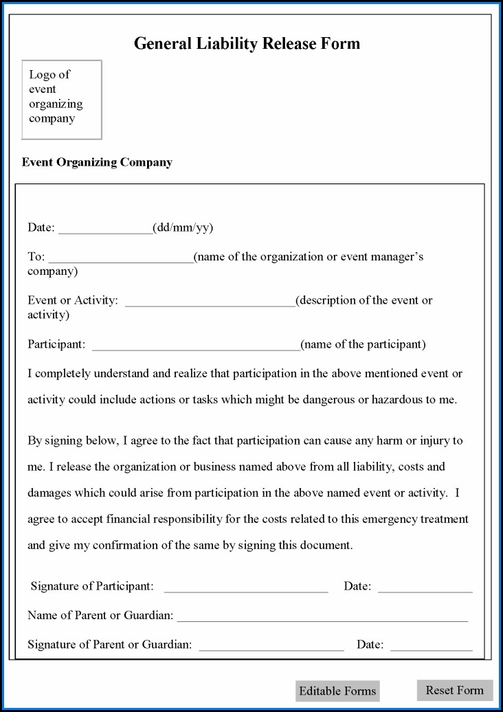 General Liability Waiver Form Template