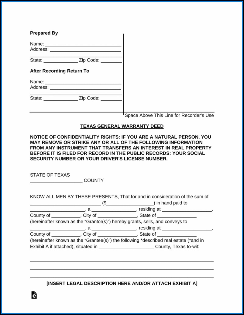 General Warranty Deed Texas Form